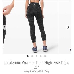 Lululemon Wunder Train High-Rise Tight 25" Leggings‎ Gray Camo Print Sz 4 W5CQNS